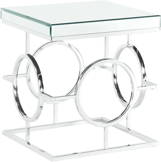 Elements International Pearl Glass Top End Table with Chrome Base-0