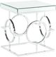 Elements International Pearl Glass Top End Table with Chrome Base-0