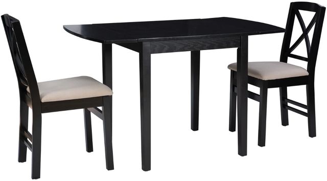 Linon Torino 3-Piece Black Drop Leaf Dining Table Set-0