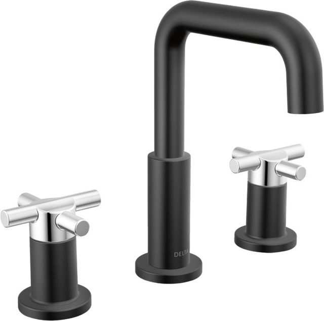Delta Nicoli® Chrome/Matte Black 2-Handle Cross Widespread Bathroom Faucet-0