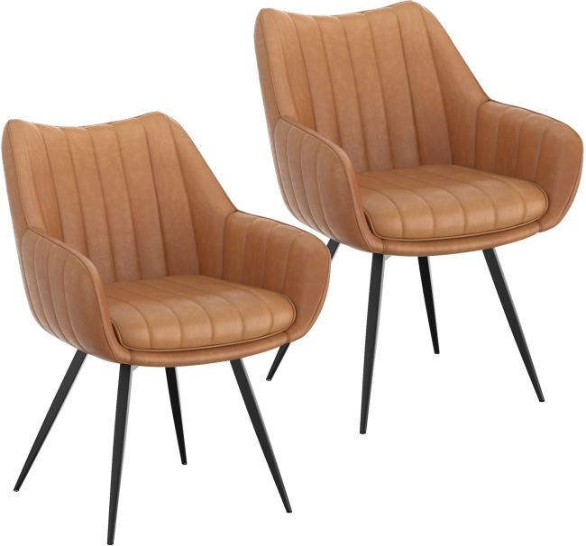 Worldwide Homefurnishings Inc. Talon 2-Piece Black/Camel Swivel Dining Arm Chair Set