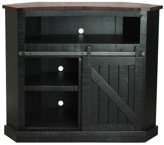 American Heartland Manufacturing Rustic Two Tone Tall Alcove Corner TV Stand-2