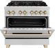ZLINE Autograph Edition Legacy 36" Satin Stainless Steel Pro-Style Dual Fuel Range with Electric Convection Oven and Polished Gold Accents-2