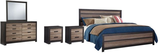 Signature Design by Ashley® Harlinton 5-Piece Warm Gray/Charcoal King Panel Bed Set-0