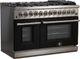 FORNO® Capriasca 48" Stainless Steel Pro Style Dual Fuel Range with Black Door-1