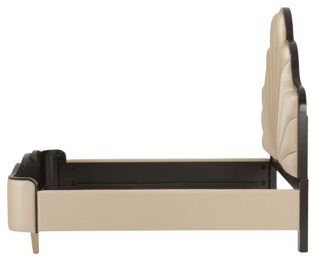 Michael Amini® Malibu Crest Beige/Dark Espresso Eastern King Upholstered Panel Bed-3