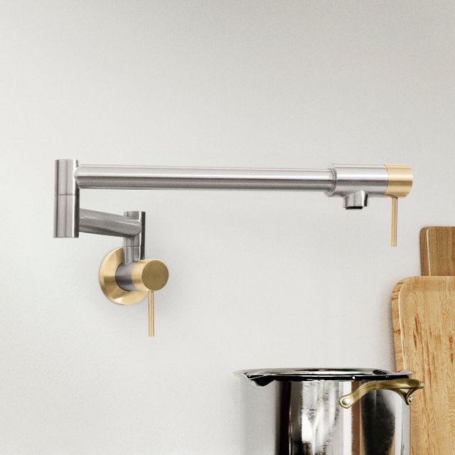 ZLINE Autograph Edition Brushed Nickel/Champagne Bronze Gemini Pot Filler-2