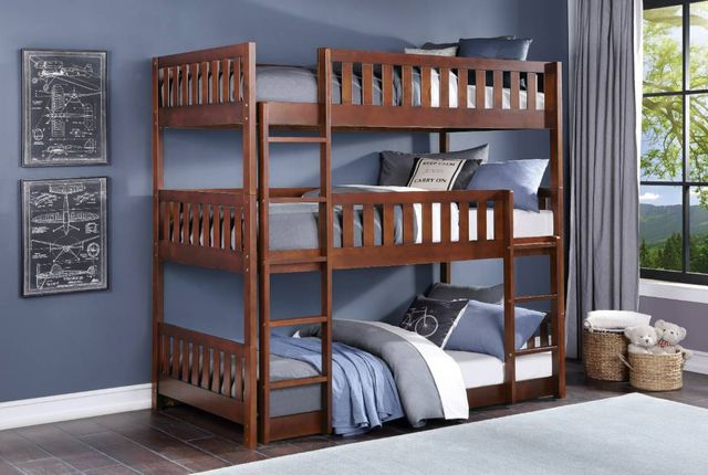 Homelegance® Rowe Dark Cherry Twin/Twin Triple Bunk Bed-1
