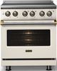 Viking® 5 Series 30" Pure White Pro Style Electric Range with Brushed Brass Trim-4