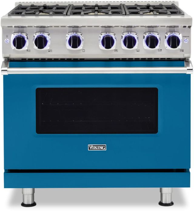 Viking® 7 Series 36" Alluvial Blue Pro Style Natural Gas Range-0