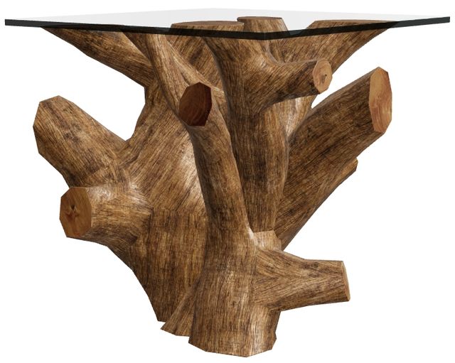 Modus Furniture One Glass Top End Table with Natural Base-0