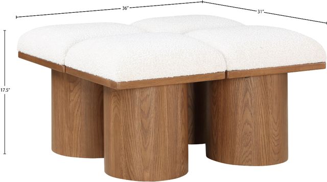 Meridian Furniture Pavilion 4-Piece Cream/Walnut 36" Modular Bench Set-3