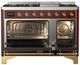 Ilve® Majestic III 48" Burgundy Pro Style Dual Fuel Natural Gas Range with Triple Glass Door and Brass Trim-4