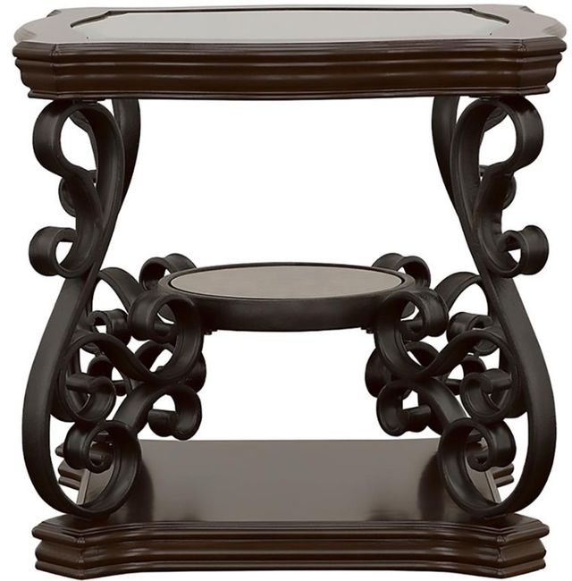 Coaster® Laney 3-Piece Tempered Glass Top Occasional Table with Dark Merlot Base Set-2