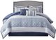 Olliix by Madison Park Bennett 7 Piece Navy Queen Jacquard Comforter Set-0