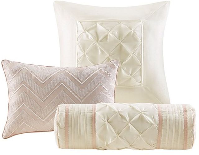 Olliix by Madison Park 7 Piece Tufted Blush Full Laurel Comforter Set-4