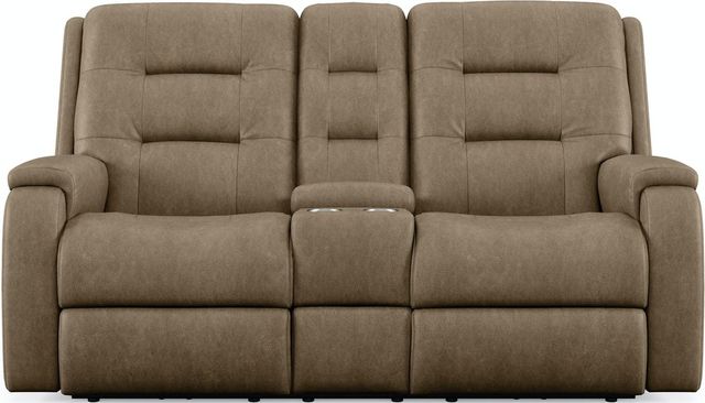 Flexsteel® Arlo Driftwood Power Reclining Loveseat with Console and Power Headrests-1