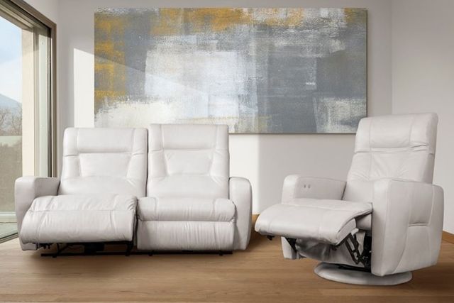 Fornirama 2272 White Swivel Rocker Recliner with Adjustable Headrest-2