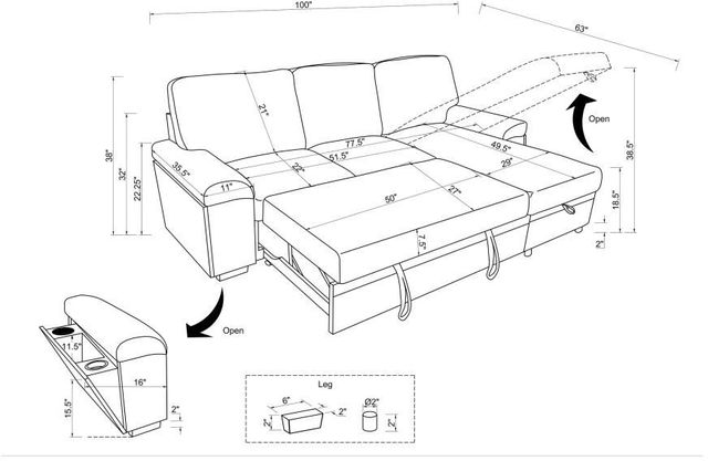 Coaster® Demko 2-Piece Black Right-Arm Facing Sleeper Sectional Sofa with Speaker and Storage Chaise-2