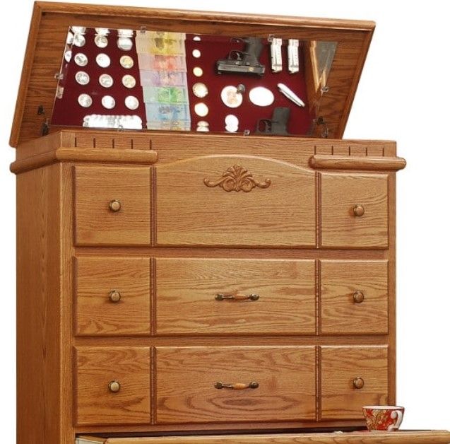 Wolfcraft Furniture Vintage Brown 5-Drawer Flip Chest with Pull Tray-2
