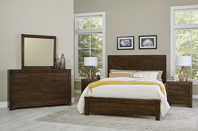 LM Co Home By Vaughan-Bassett Crafted Cherry by Ben & Erin Napier Dark Cherry Queen Plank Bed-1