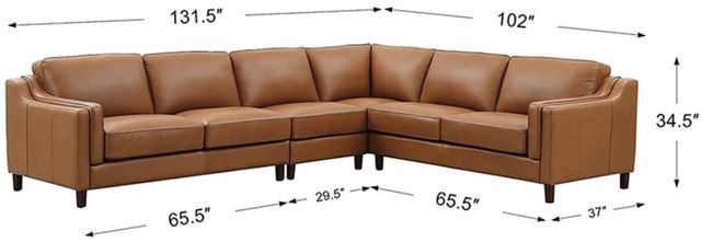 Hydeline® Bella 4-Piece Cognac Brown Sectional-1