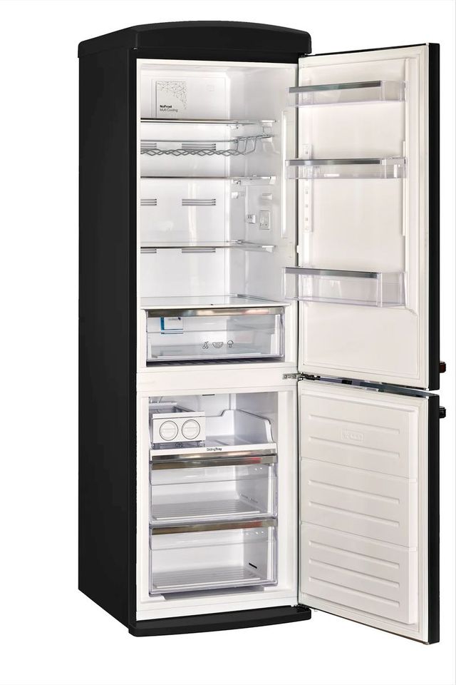 Unique® Appliances Classic Retro 24" 11.7 Cu. Ft. Midnight Black Counter Depth Bottom Freezer Refrigerator-1