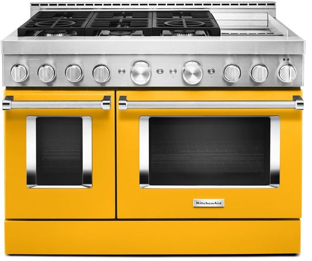 KitchenAid® 48" Yellow Pepper Smart Pro Style Gas Range with Griddle