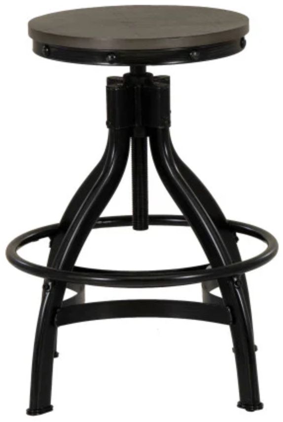 Powell® Haywood Dark Gunmetal/Gray Adjustable Backless Stool -3