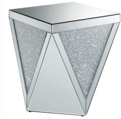 Coaster® Amore Mirror Top Side Table with Silver Base