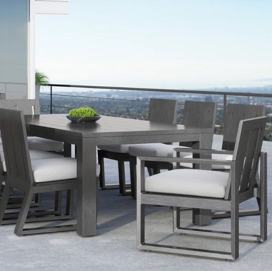 Sunset West Redondo Slate Metal Rectangular Outdoor Dining Table-1