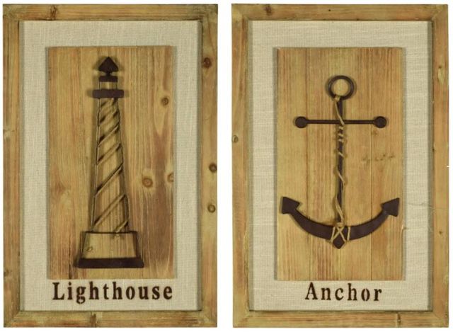 Classy Art 2-Piece Black/Brown Nautical Wall Art Set-0
