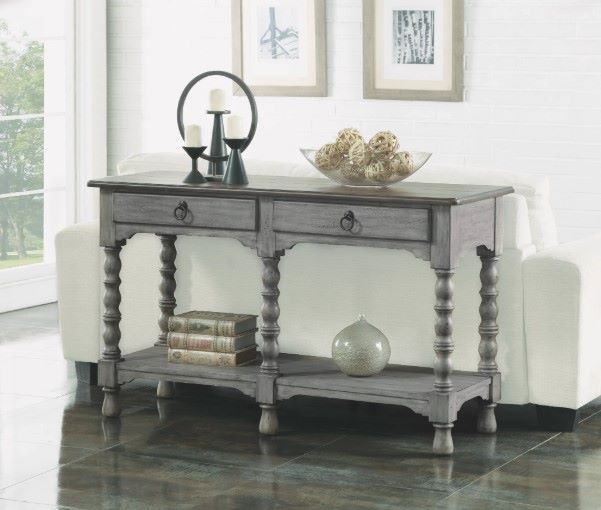 Flexsteel® Plymouth Medium Brown Sofa Table with Distressed Graywash Base-1