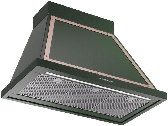 Ilve® Nostalgie II Noblesse 36" Emerald Green Wall Mounted Range Hood with Copper Trim-1