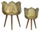 A & B Home 2-Piece Brown/Gold Planter with Legs Set-0