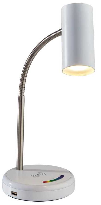Adesso® Shayne White LED Charging Desk Lamp-0