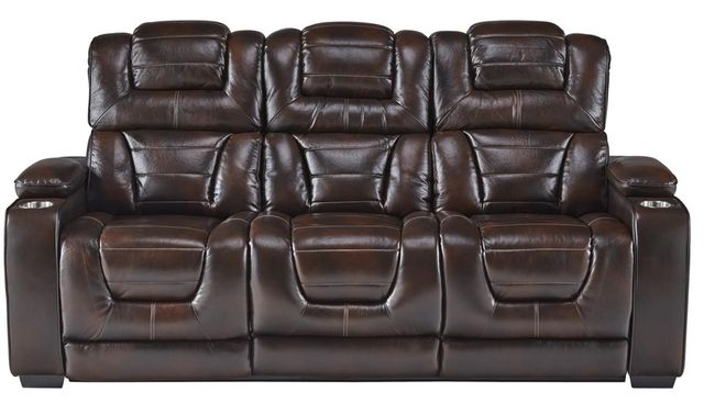 Corinthian Furniture Luke Brown Reclining Sofa with Power Headrest-0