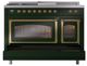Ilve® Nostalgie II Noblesse 48'' Emerald Green Pro Style Dual Fuel Range with Brass Trim-3