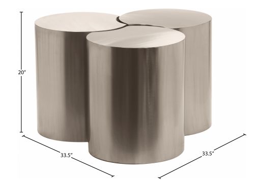 Meridian Furniture Dimple 3-Piece Brushed Silver 20" Modular Nesting Table Set-3