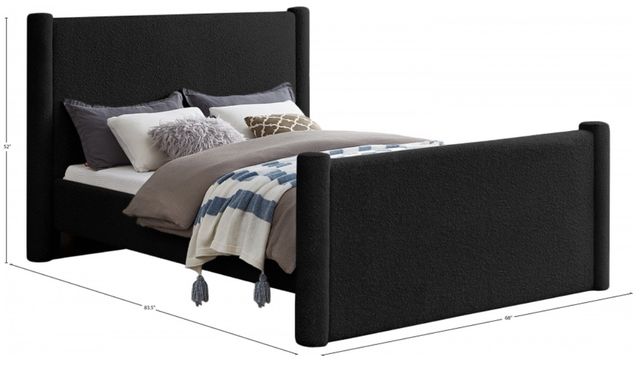 Meridian Furniture Elias Black Full Boucle Fabric Upholstered Panel Bed-2