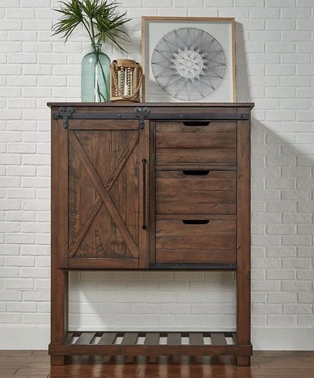 A-America® Sun Valley Rustic Timber Barn Door Accent Cabinet-1