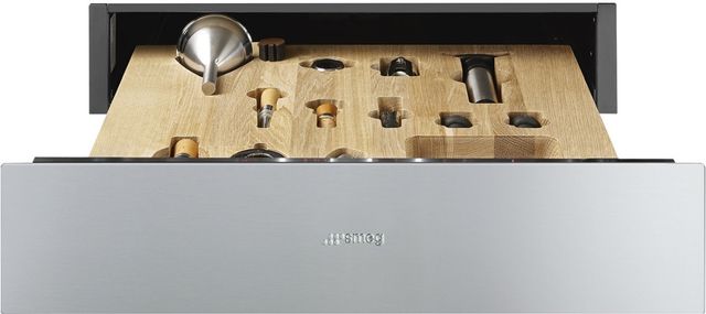 Smeg Classic 24" Fingerprint-Proof Brushed Stainless Steel Sommelier Drawer-0