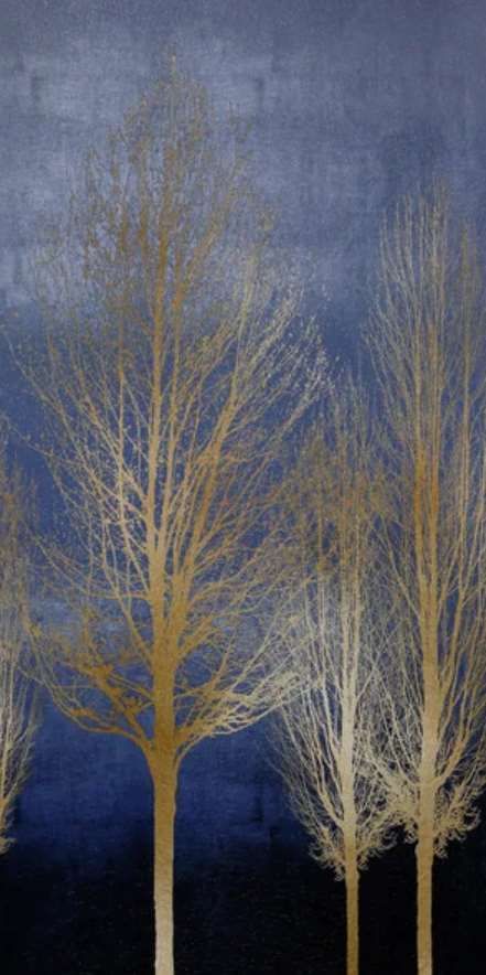 StyleCraft Trees Blue/Gold Wall Art-1