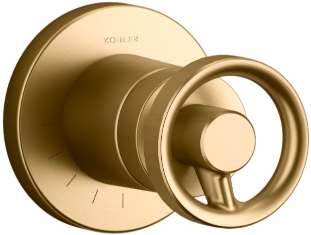 KOHLER® Components® MasterShower® Vibrant Brushed Moderne Brass Volume Control Valve Trim with Industrial Handle-0