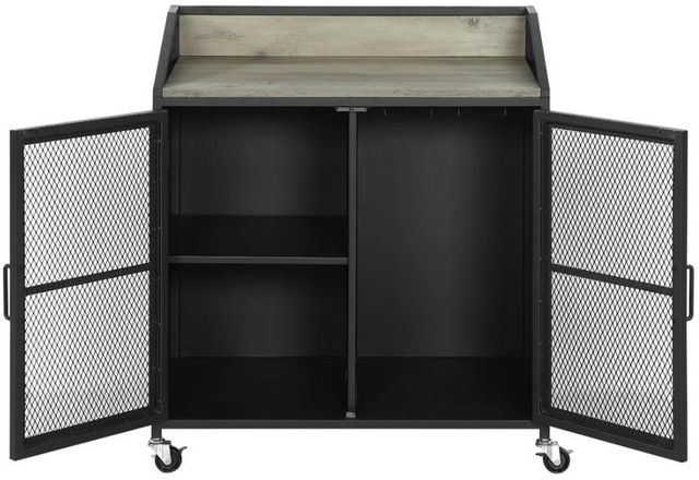 Coaster® Arlette Grey Wash/Sandy Black Wine Cabinet with Wire Mesh Doors-3