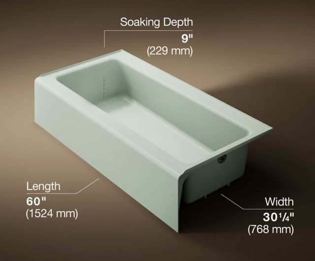 KOHLER® Bellwether® Aspen Green 60" x 30.25" Alcove Bath - Right Drain-3