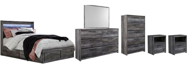 Signature Design by Ashley® Baystorm 6-Piece Gray King Panel Bed with Storage Set-0