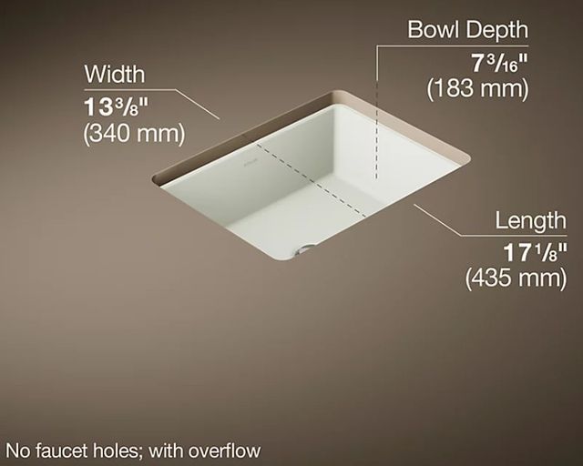 Kohler Verticyl® Dune 17" Rectangular Undermount Bathroom Sink-2