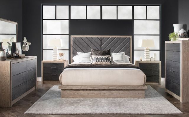 Legacy Classic Halifax Flax/Java King Upholstered Panel Bed-1