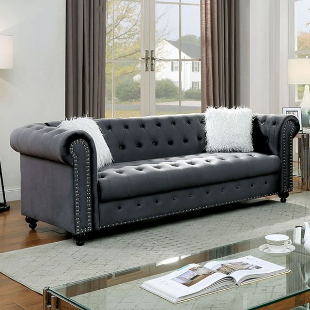 Furniture of America® Giacomo 2-Piece Gray Sofa Set-1